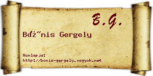 Bónis Gergely névjegykártya